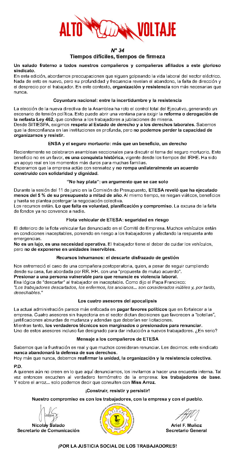 Boletín Alto Voltaje N°34