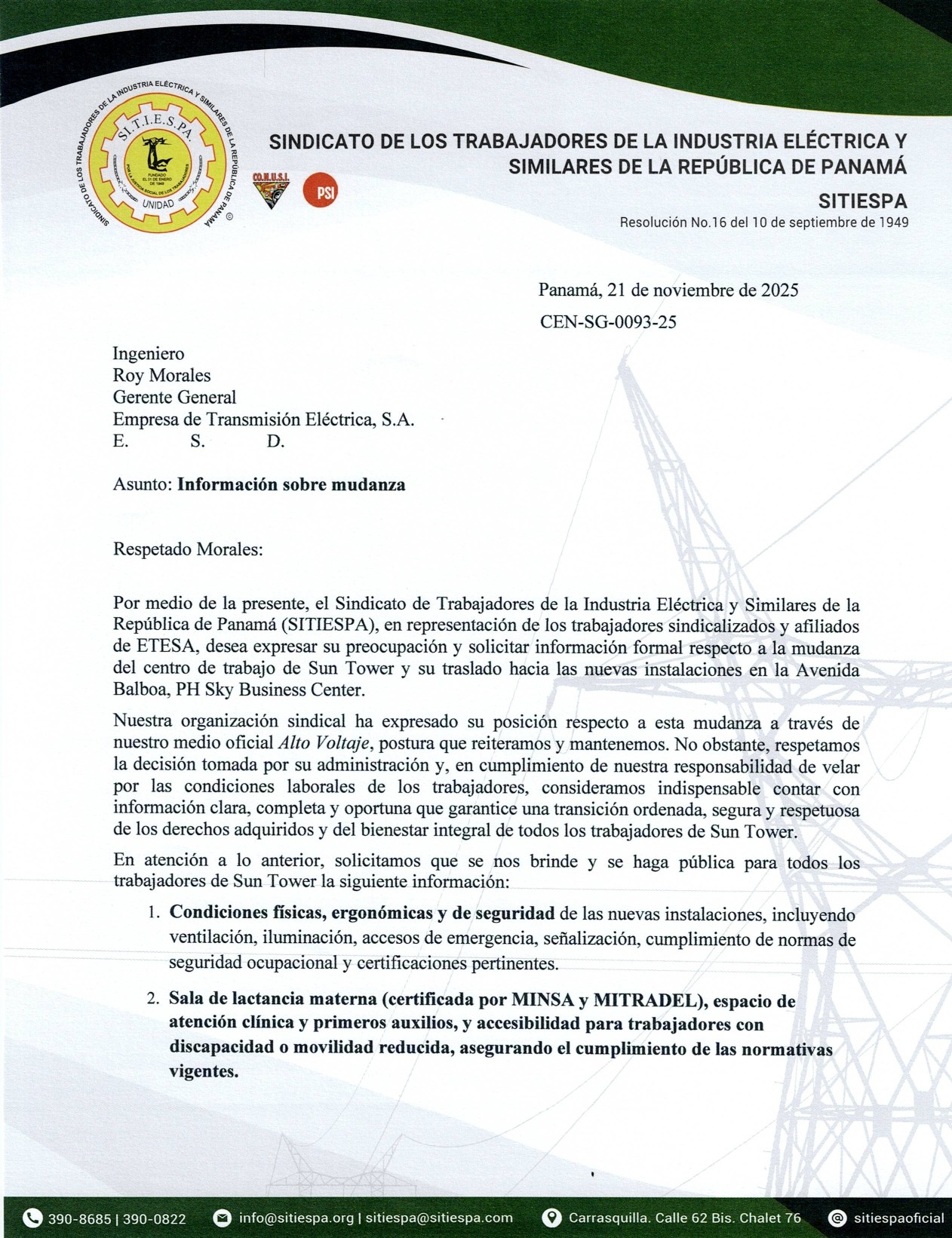 Comunicado SITIESPA Página 1