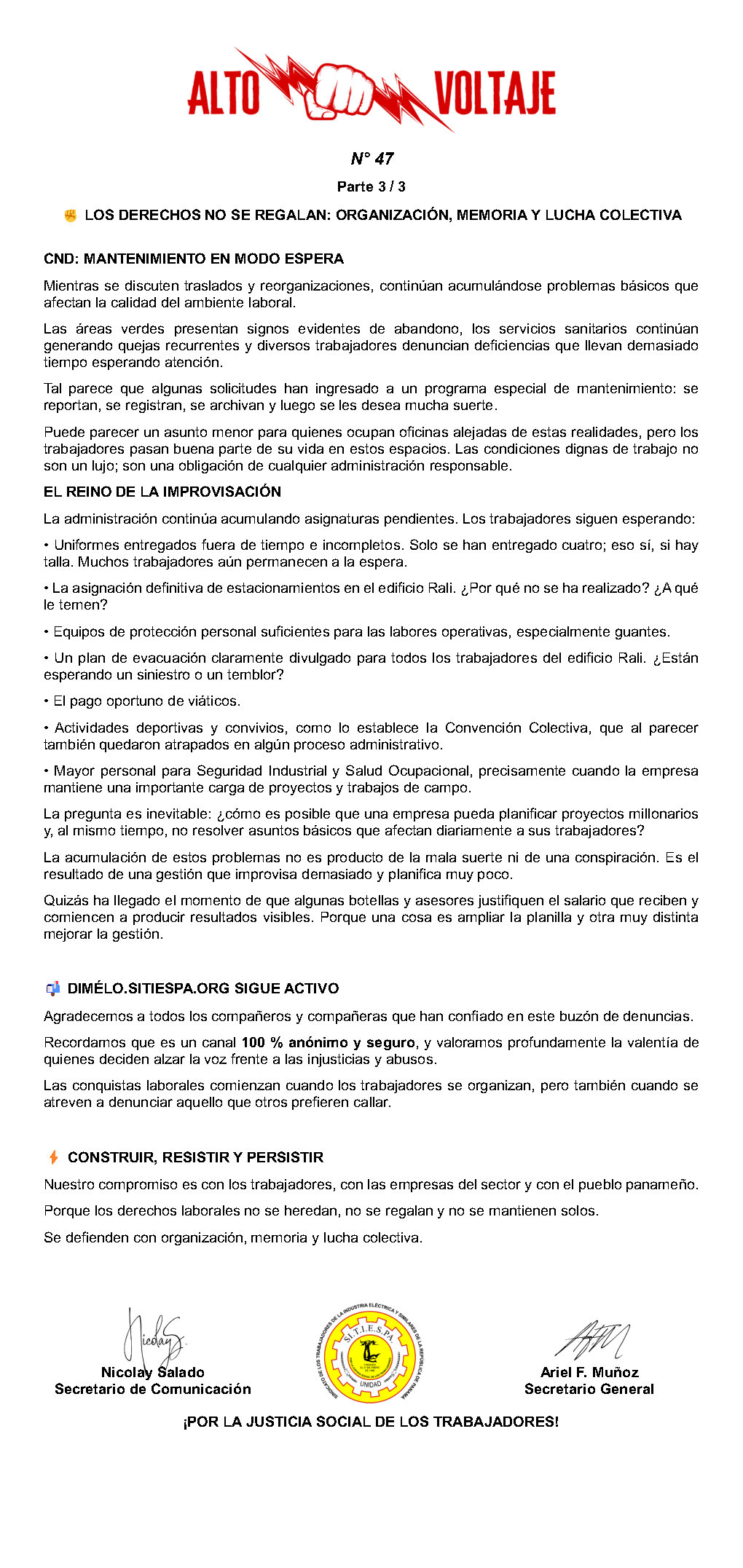 Boletín Alto Voltaje Nº47 Página 3