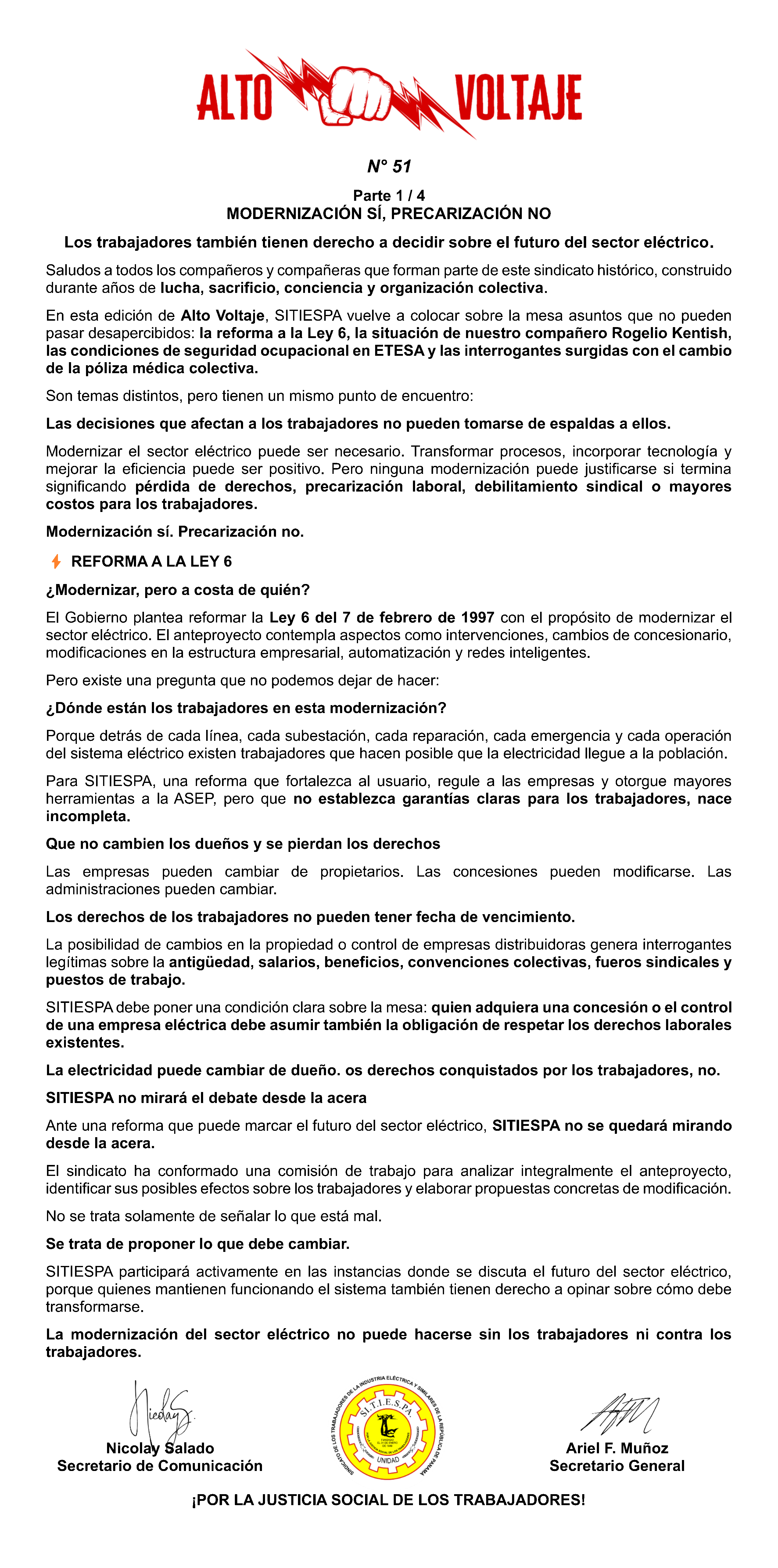 Boletín Alto Voltaje Nº51 Página 1